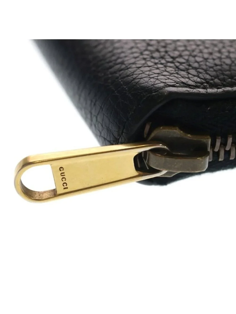 Gucci Logo Print Zip Around Leather Coin Case Card Business Holder Compact